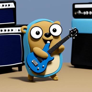 Go blue gopher with bass guitar