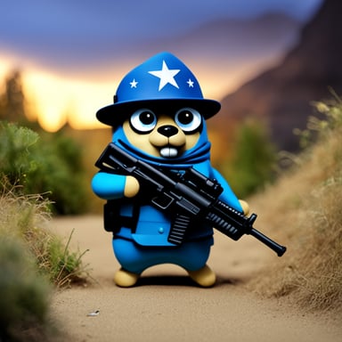 A go blue gopher as an Army Ranger
