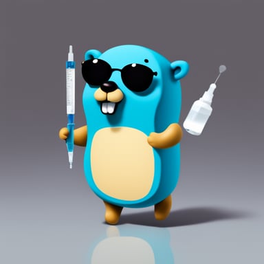 Go blue gopher with syringe