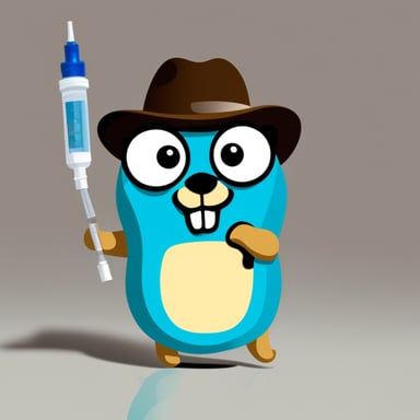 Go blue gopher with syringe