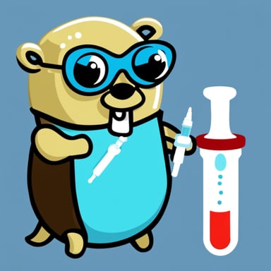 Go blue gopher with syringe