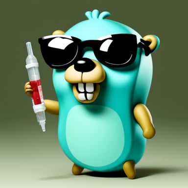 Go Blue Gopher with a big syringe.