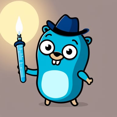2D Go Blue Gopher with big syringe