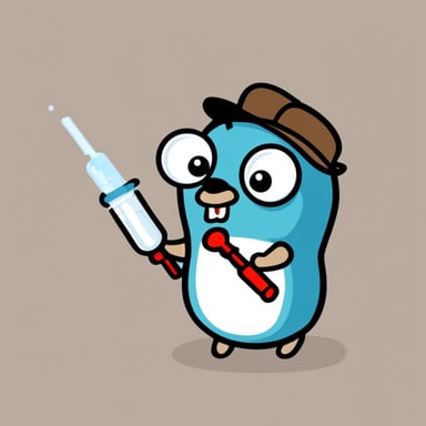 2D Go Blue Gopher with big syringe