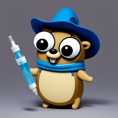 Go Blue Gopher with a big syringe.