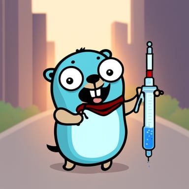 Go Blue Gopher with a big syringe.