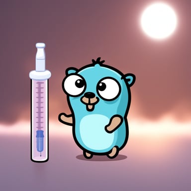 Go Blue Gopher with a big syringe.