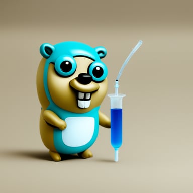Go Blue Gopher with a big syringe.