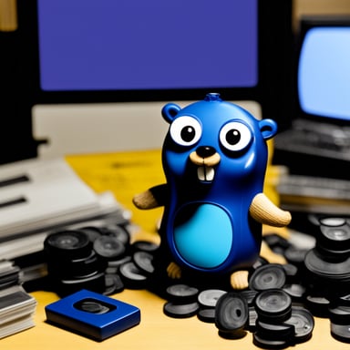 A go blue gopher covered in VHS tape