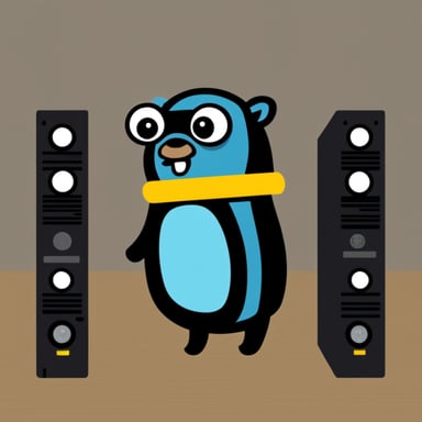 A go blue gopher covered in VHS tape
