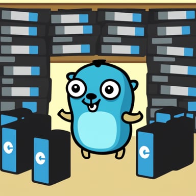 Go Blue Gopher surrounded by VHS tapes.
