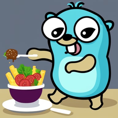 Go Blue Gopher eating a kebab