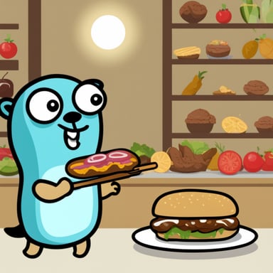 Go Blue Gopher eating a kebab