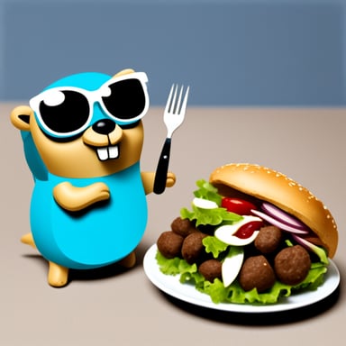 Go Blue Gopher eating a kebab
