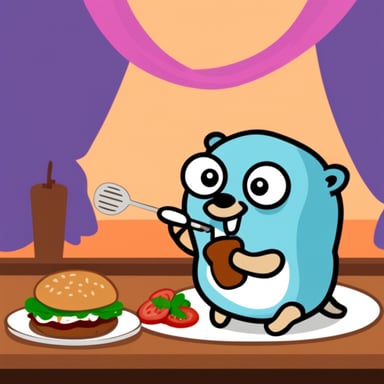 Go Blue Gopher eating a kebab