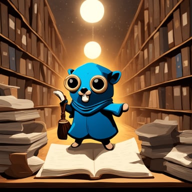 Go blue gopher the mage studies the archive
