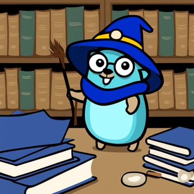 Go blue gopher the mage studies the archive