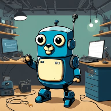Go blue gopher robot likes configuring itself.