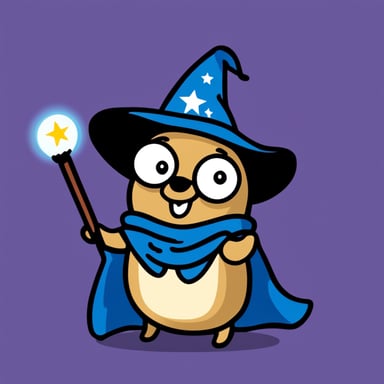 Go Blue Gopher as the happy wizard.