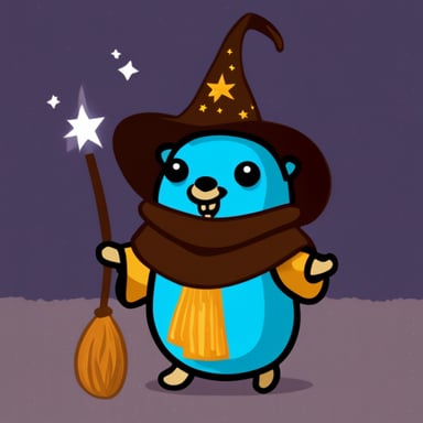 Go Blue Gopher as the happy wizard.