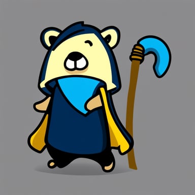 Go Blue Gopher, resembling a close gopher mascot but with a cat tail, ears, and whiskers.