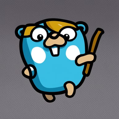 Go Blue Gopher, resembling a close gopher mascot but with a cat tail, ears, and whiskers.