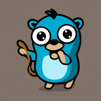Go Blue Gopher, resembling a close gopher mascot but with a cat tail, ears, and whiskers.