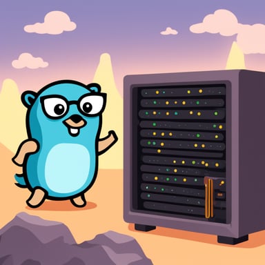 Go Blue Gopher managing tasks in the CPU and memory.
