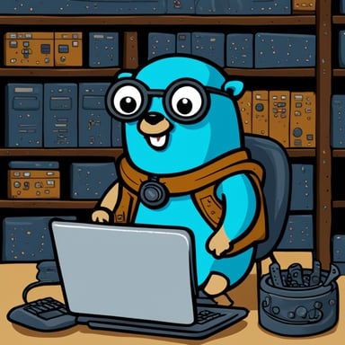 Go Blue Gopher managing tasks in the CPU and memory.