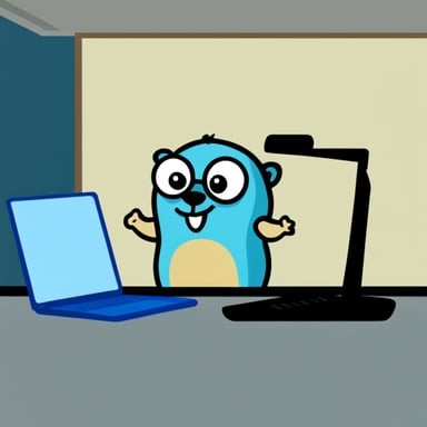 Go Blue Gopher analyzing a list on a computer screen.