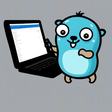 Go Blue Gopher analyzing a list on a computer screen.