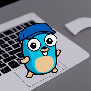 A network engineering testing project uses Go Blue Gopher as its logo mascot.