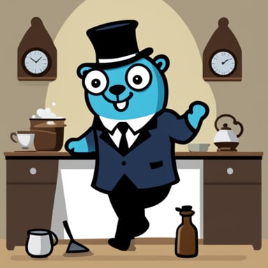 Go Blue Gopher as a butler who does all kinds of tasks.