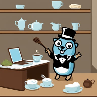 Go Blue Gopher as a butler who does all kinds of tasks.