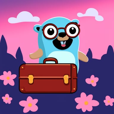 Go Blue Gopher with a traveling suitcase