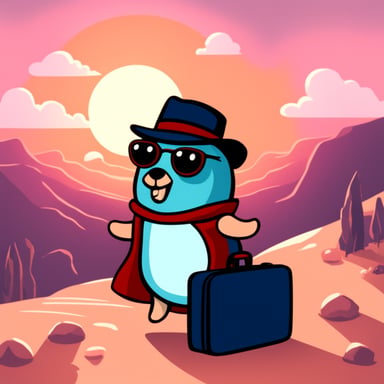 Go Blue Gopher with a traveling suitcase