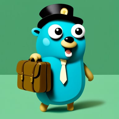 Go Blue Gopher with a traveling suitcase