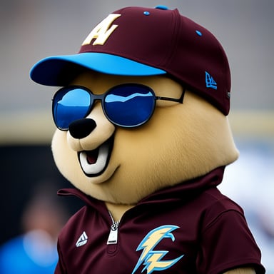 Go Blue Gopher sports a lightning bolt shirt and dons an AWS hat.