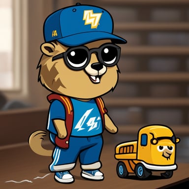 Go Blue Gopher sports a lightning bolt shirt and dons an AWS hat.