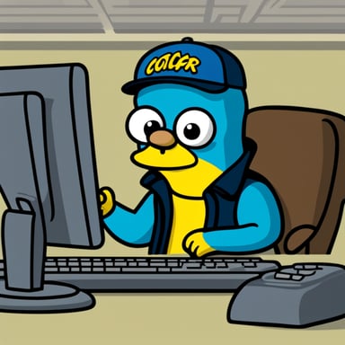 Go Blue Gopher in Poochie style from The Simpsons. He likes Pearl Jam and coding.
