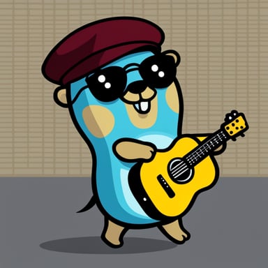 Go Blue Gopher in a beret (not a messenger boy cap) who likes guitars and coding.