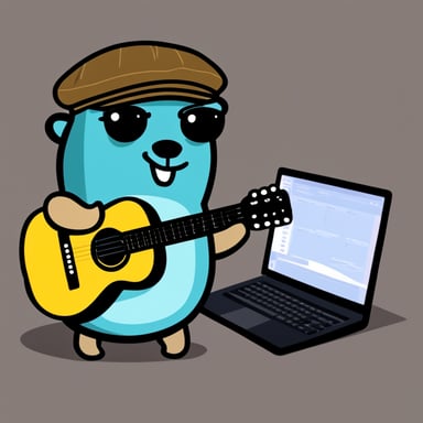 Go Blue Gopher in a beret (not a messenger boy cap) who likes guitars and coding.