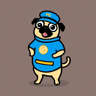 Go Blue Gopher as a pug dog.