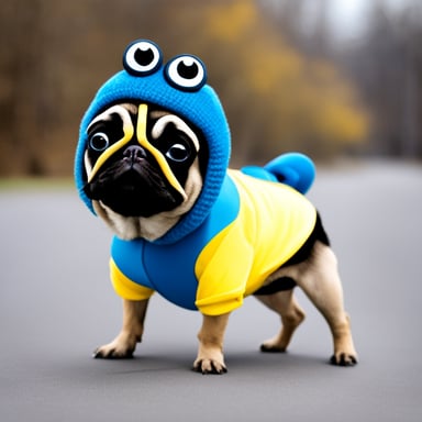 Go Blue Gopher as a pug dog.