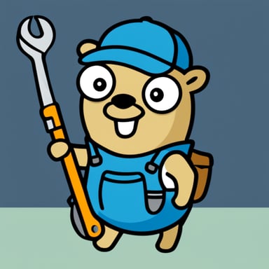 Go Blue Gopher holding a wrench