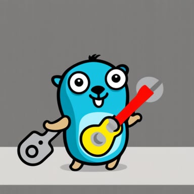 Go Blue Gopher holding a wrench
