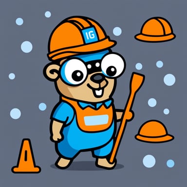 Go Blue Gopher wearing an orange hard hat