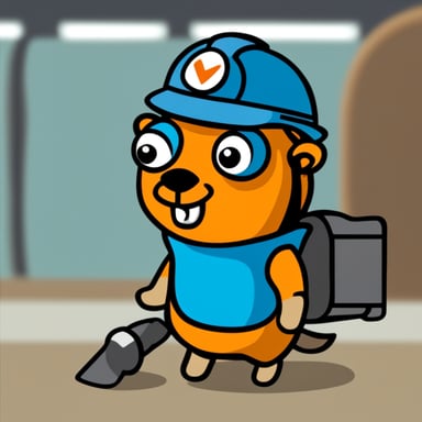 Go Blue Gopher wearing an orange hard hat