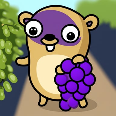 Go Blue Gopher loves grapes.