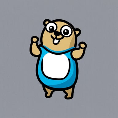 The Go Blue Gopher is muscular in a V shape, wearing a white t-shirt with a V sign on it.